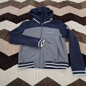 Women's New York Yankees New Era Gray/Navy French Terry Full-Zip Hoodie